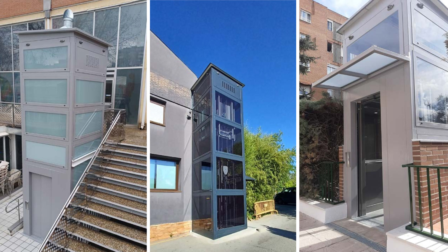 Tres elevadores residenciais externos para moradias Harmónico